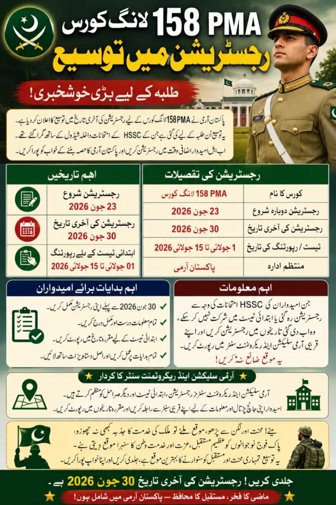 158 PMA Long Course Registration Extended for Students Affected by HSSC Exams