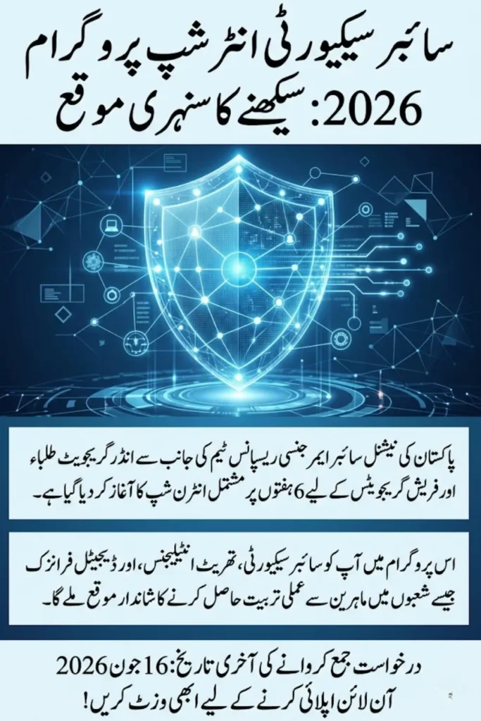 Cybersecurity Internship Program Pakistan 2026 Announced for Students and Graduates