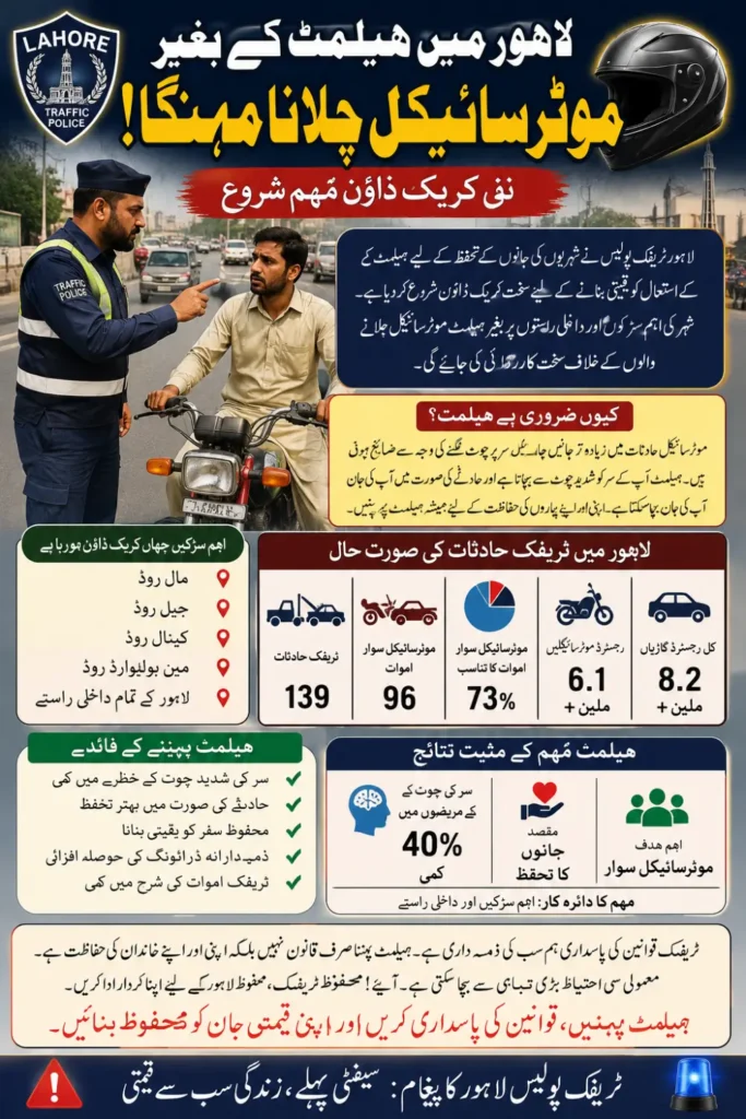 Lahore Helmet Crackdown 2026: Traffic Police Tighten Enforcement Against Helmetless Motorcyclists