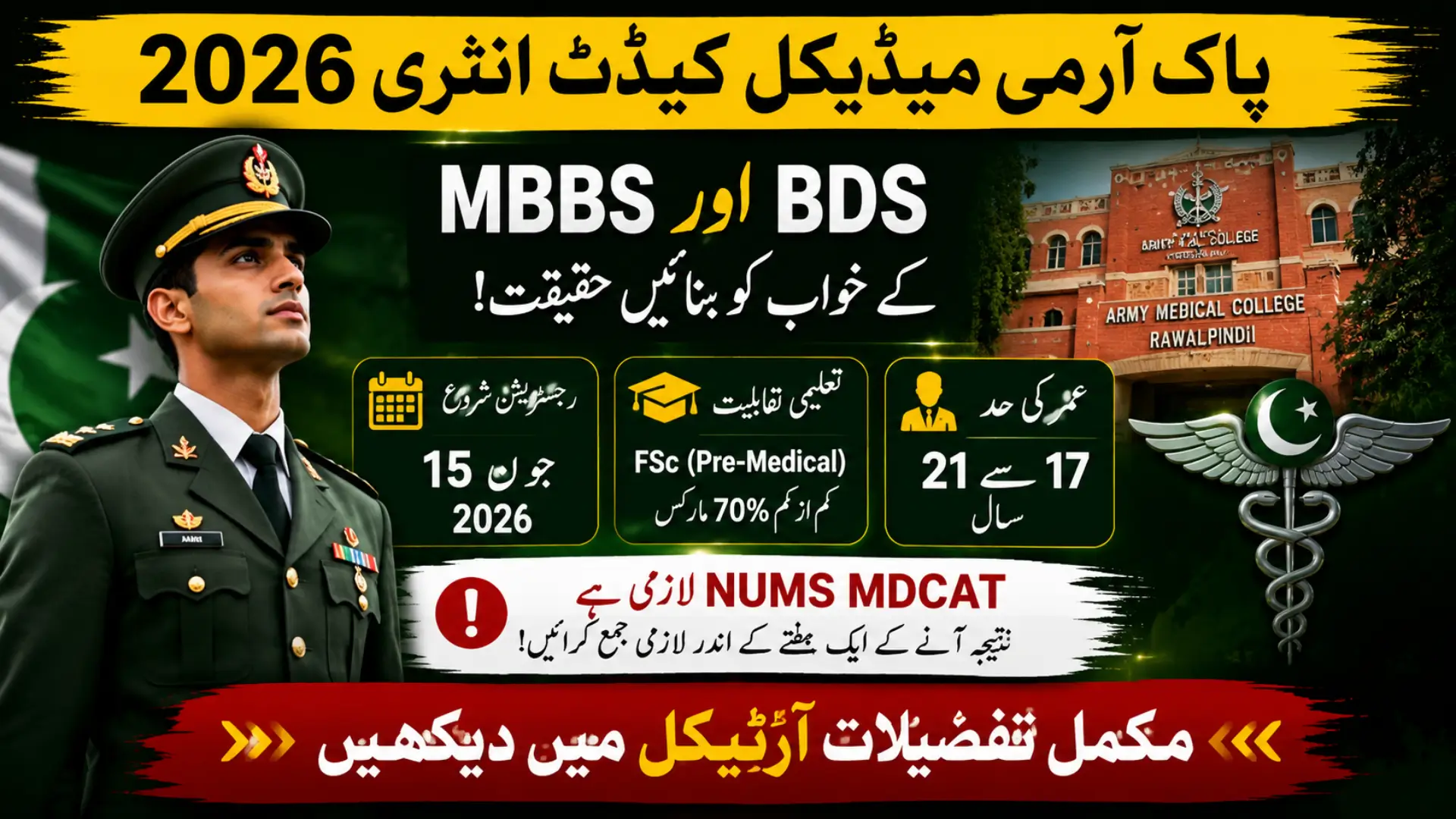 Pakistan Army Medical Cadet Entry 2026 Online Registration for 51st MBBS and 29th BDS Begins