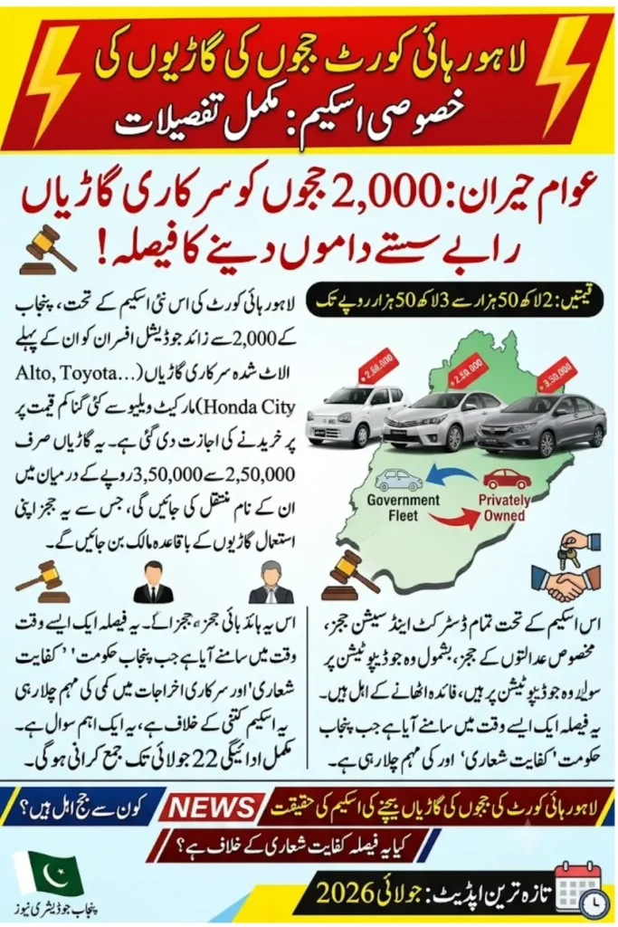 Lahore High Court Vehicle Scheme 2026 Eligibility, Prices, Cars List and Purchase Process