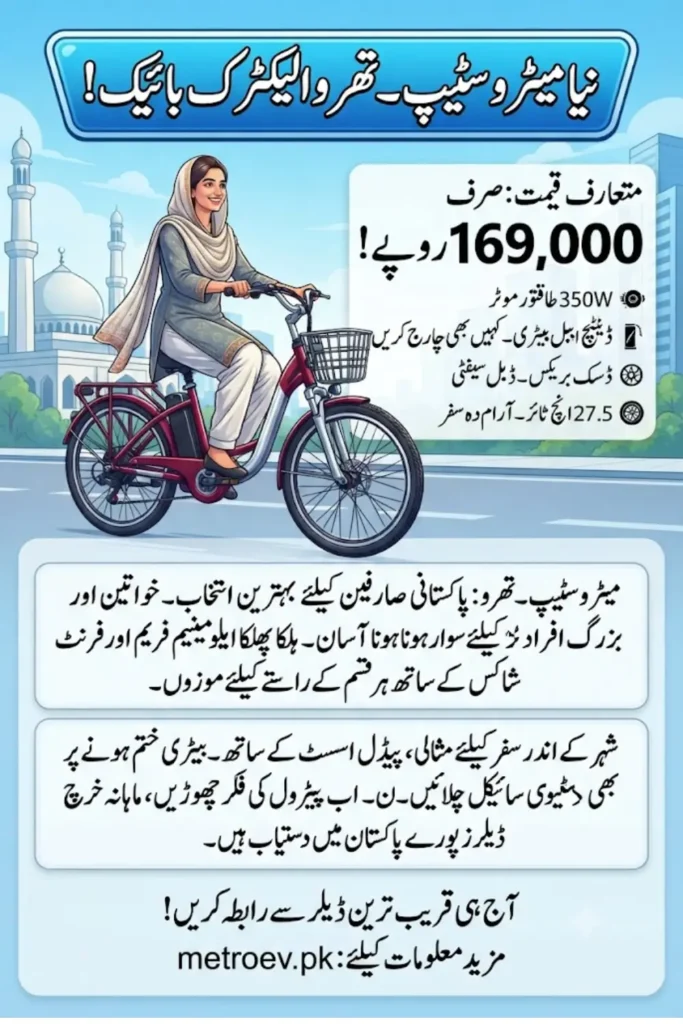 Metro Step-Thru Electric Bike in Pakistan: Price, Battery, Features & Availability