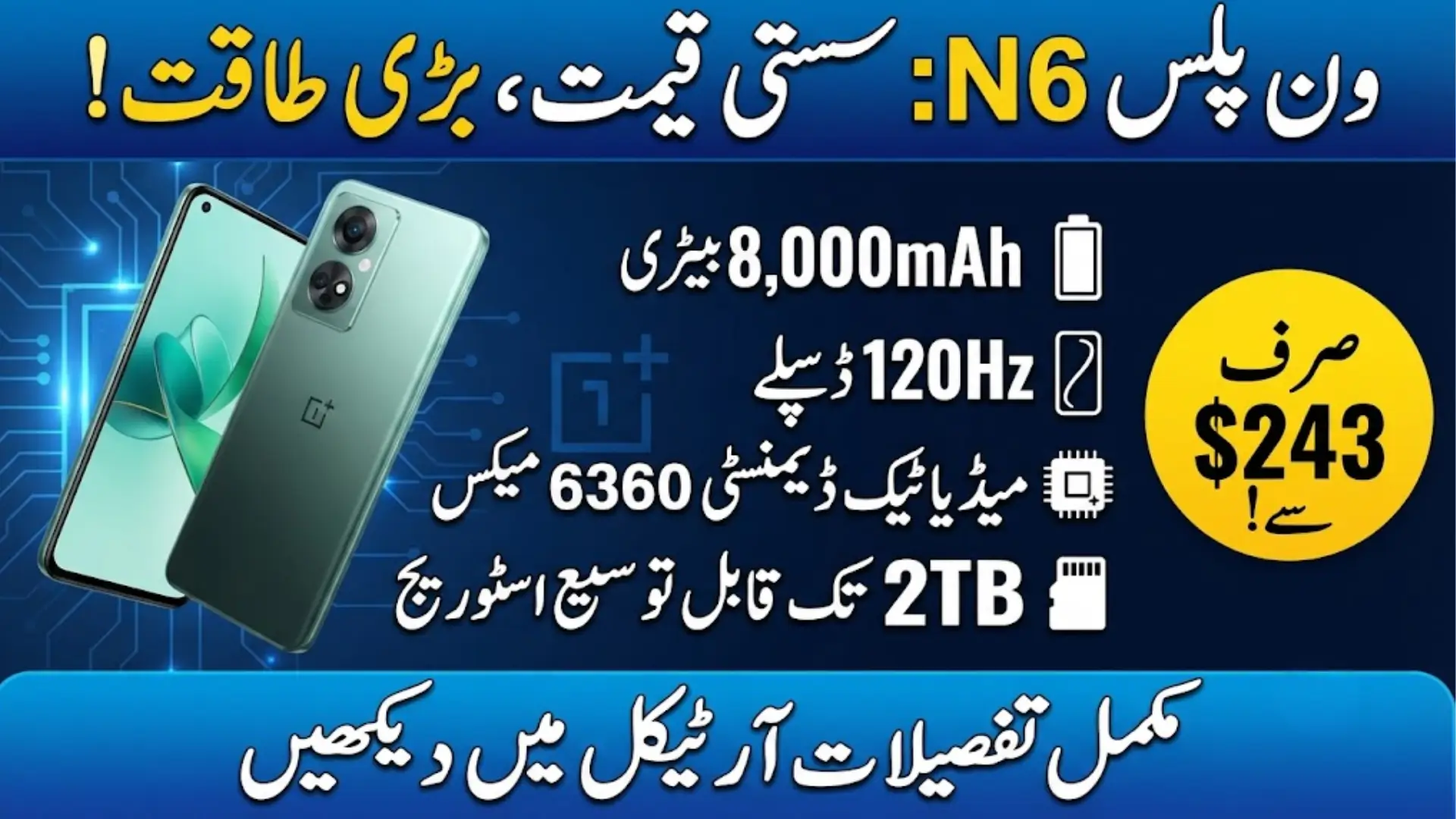 OnePlus N6 Officially Launched with 8,000mAh Battery and 120Hz Display