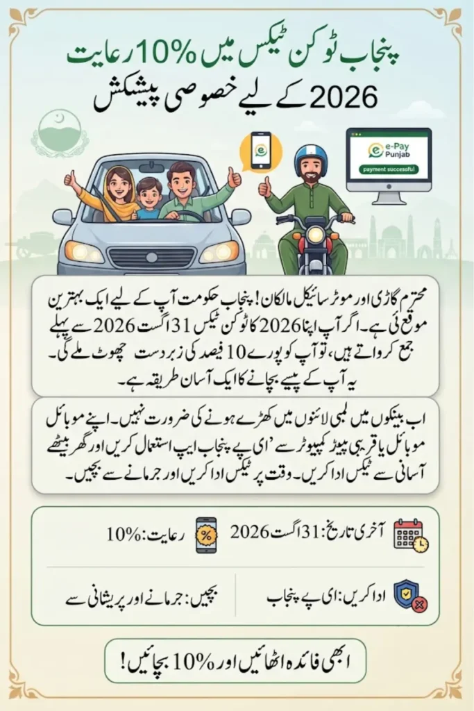 Punjab Token Tax Discount 2026: 10% Rebate Before August 31 Deadline