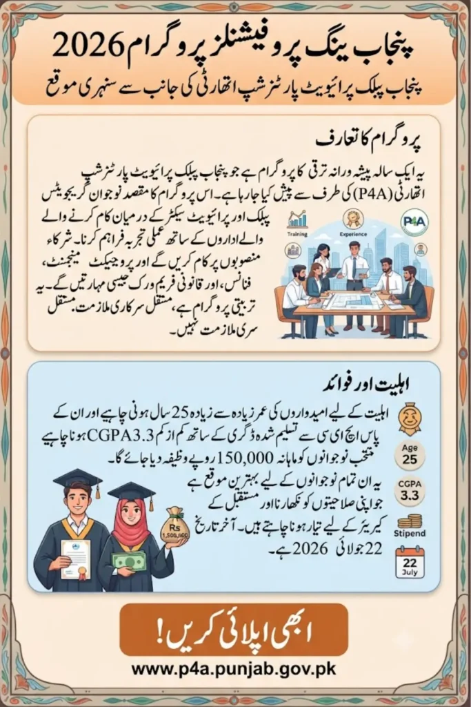 Punjab Young Professionals Program 2026: Apply for Rs.150,000 Monthly Stipend Under P4A YPP
