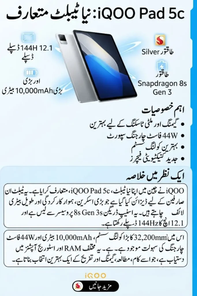 iQOO Pad 5c Price, Specifications, Features, and Availability